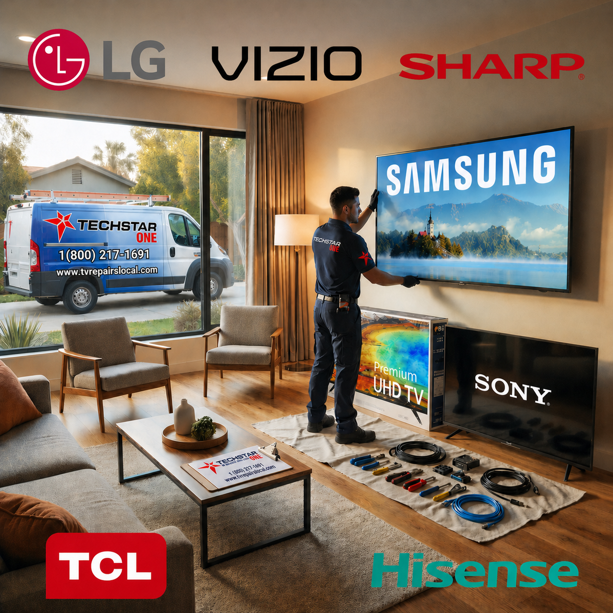 Samsung Sony LG Hisense Vizio Sharp TCL TV repair services